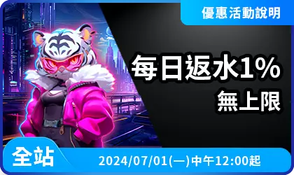 赤三國玩家專屬1%返水活動視覺圖示