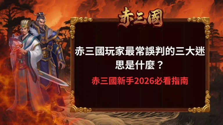赤三國玩家常見誤判示意圖,呈現三國角色與新手容易踩雷的三大迷思主題